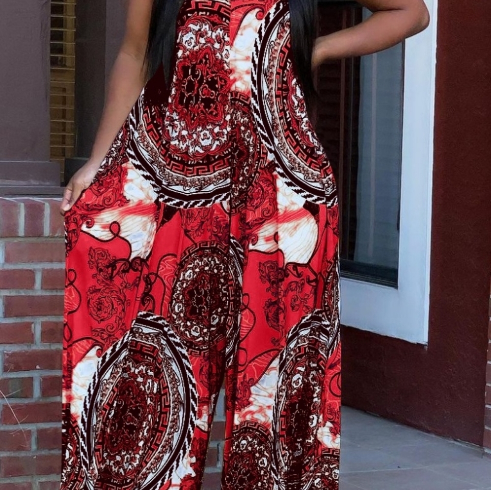 Red oversized jumpsuit